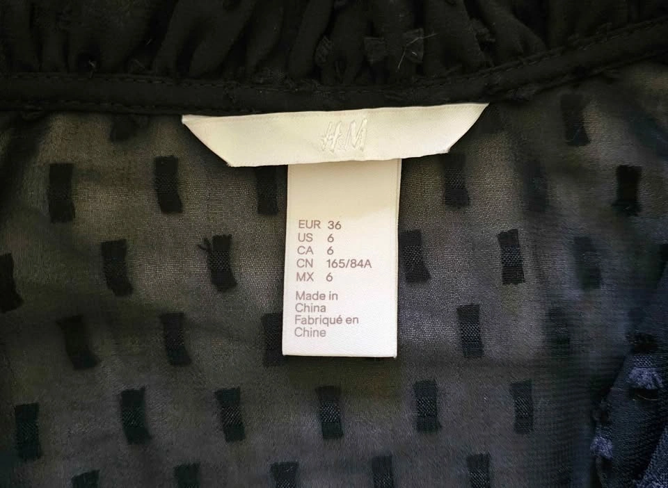 Brand New H&M Black Swiss Dot Tiered Ruffle Mini Dress - Size 6 - photo 3