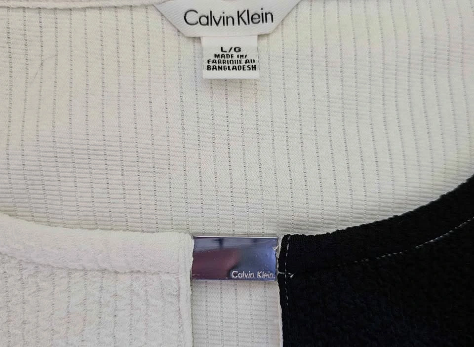 CALVIN KLEIN Geometric Colorblock Keyhole Sleeveless Top - Size - photo 2