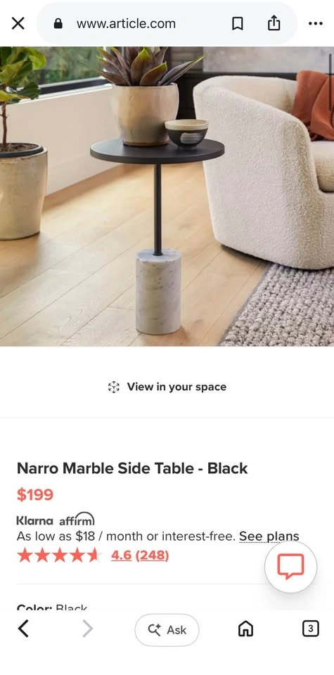Narrow Marble Side Table - photo 2