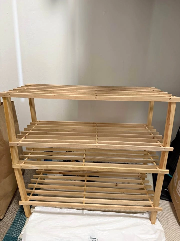 Wooden multi-tier shoe rack
