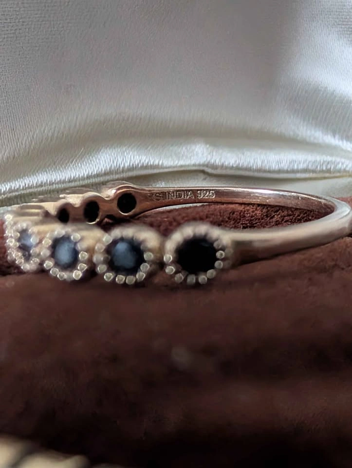 925 Sterling Silver Sapphire Band Ring - photo 4