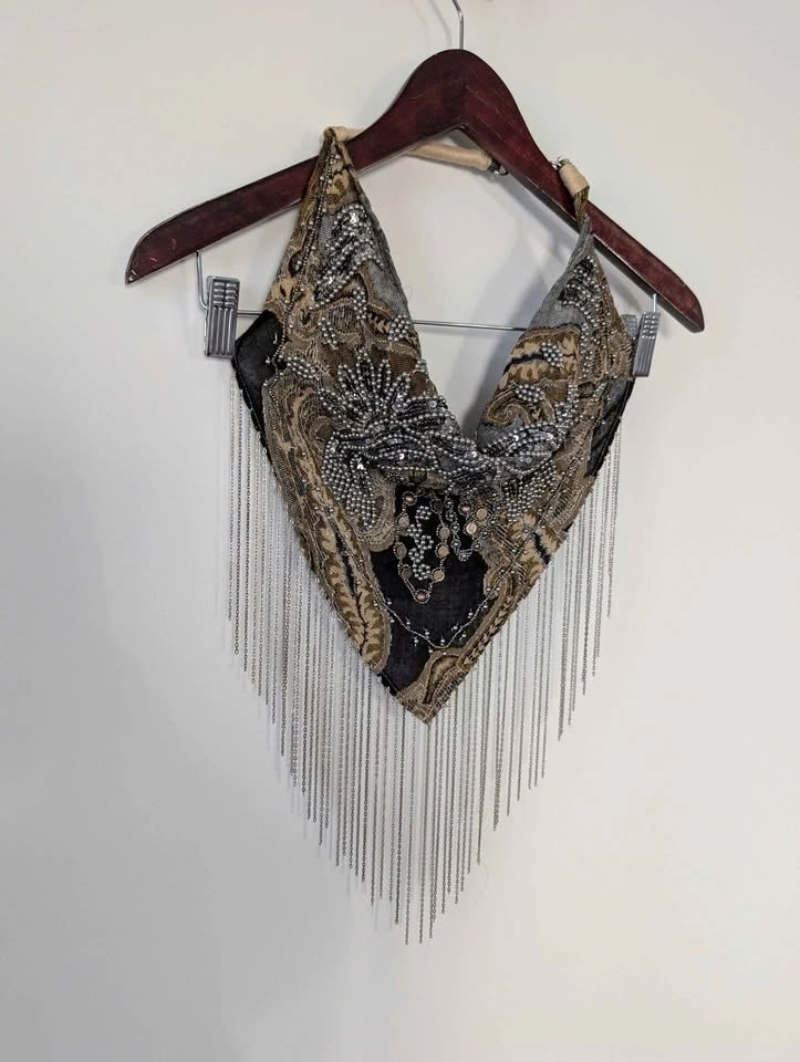 Beaded Halter Top with Chain Fringe - photo 2