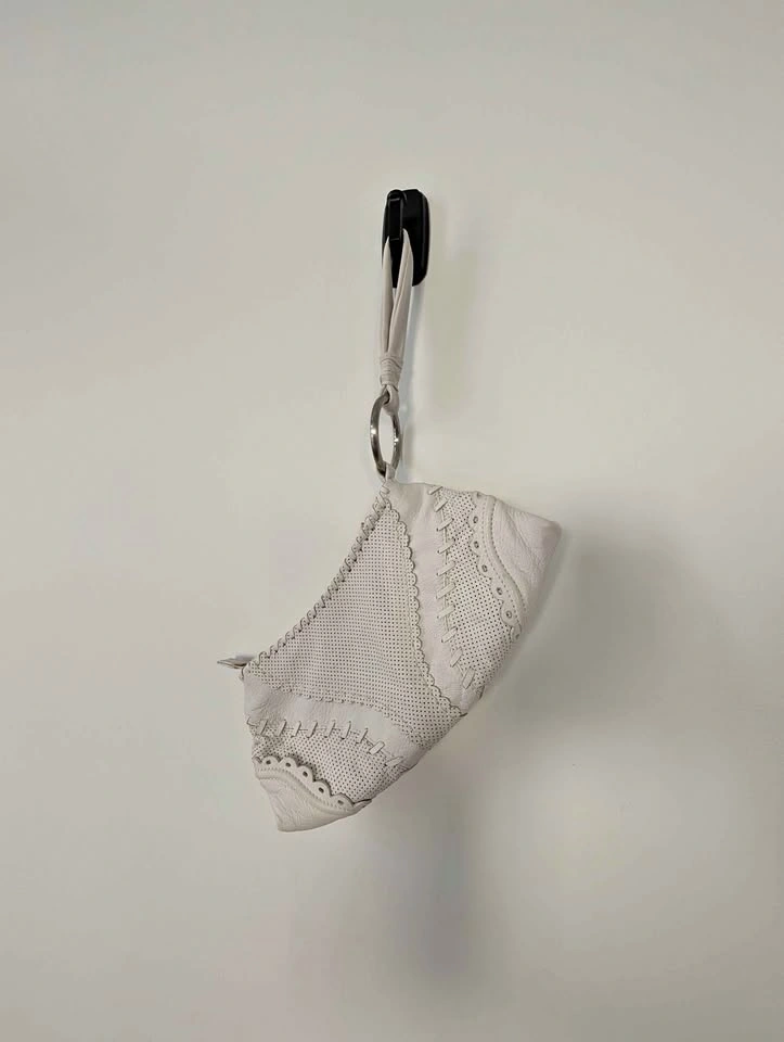 Via Spiga White Leather Wristlet Bag