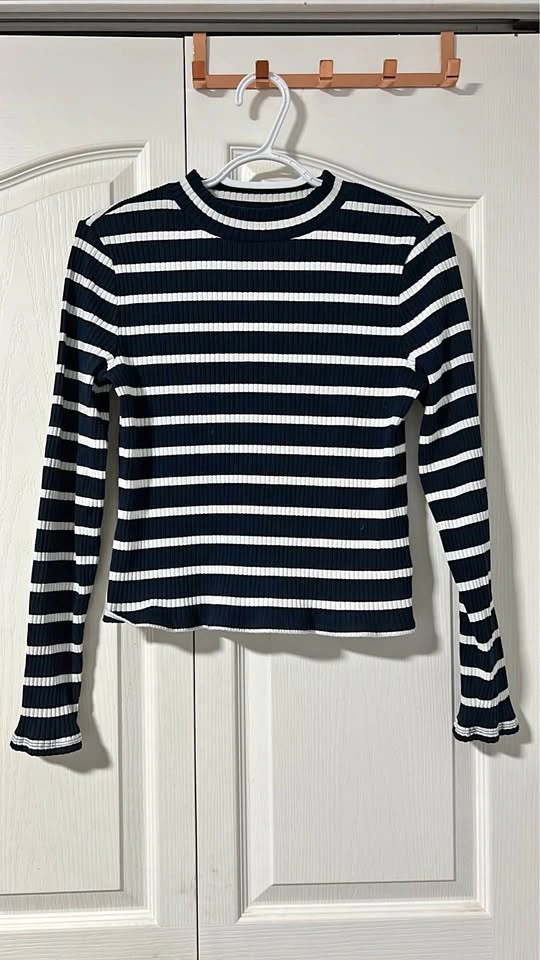 Banana Republic Navy/White Striped Top