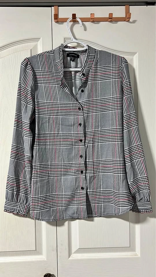 Le Château Plaid Button-Down Blouse
