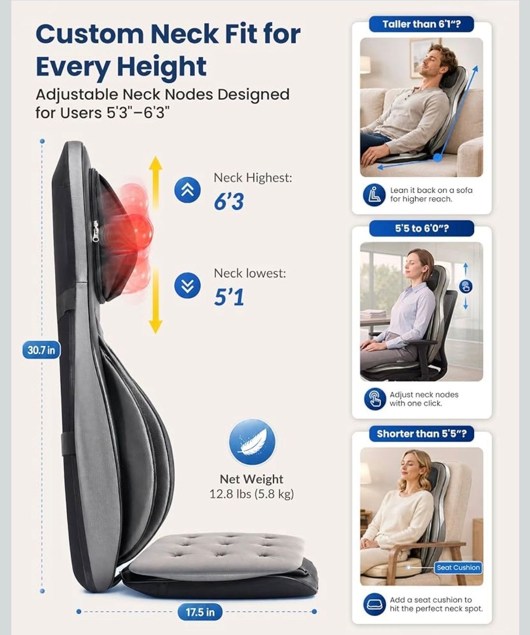 COMFIER Shiatsu Neck and Back Massager with Heat - photo 2