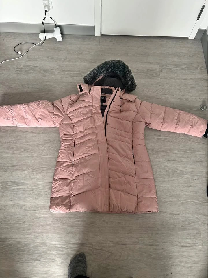 ZSHOW Women's XXL Pink Puffer Parka with Faux Fur Hood