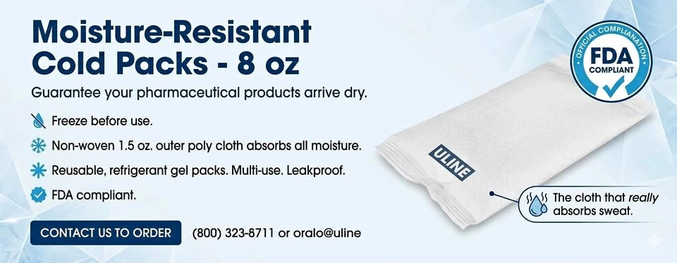 Uline Moisture-Resistant Cold Packs - 8 oz