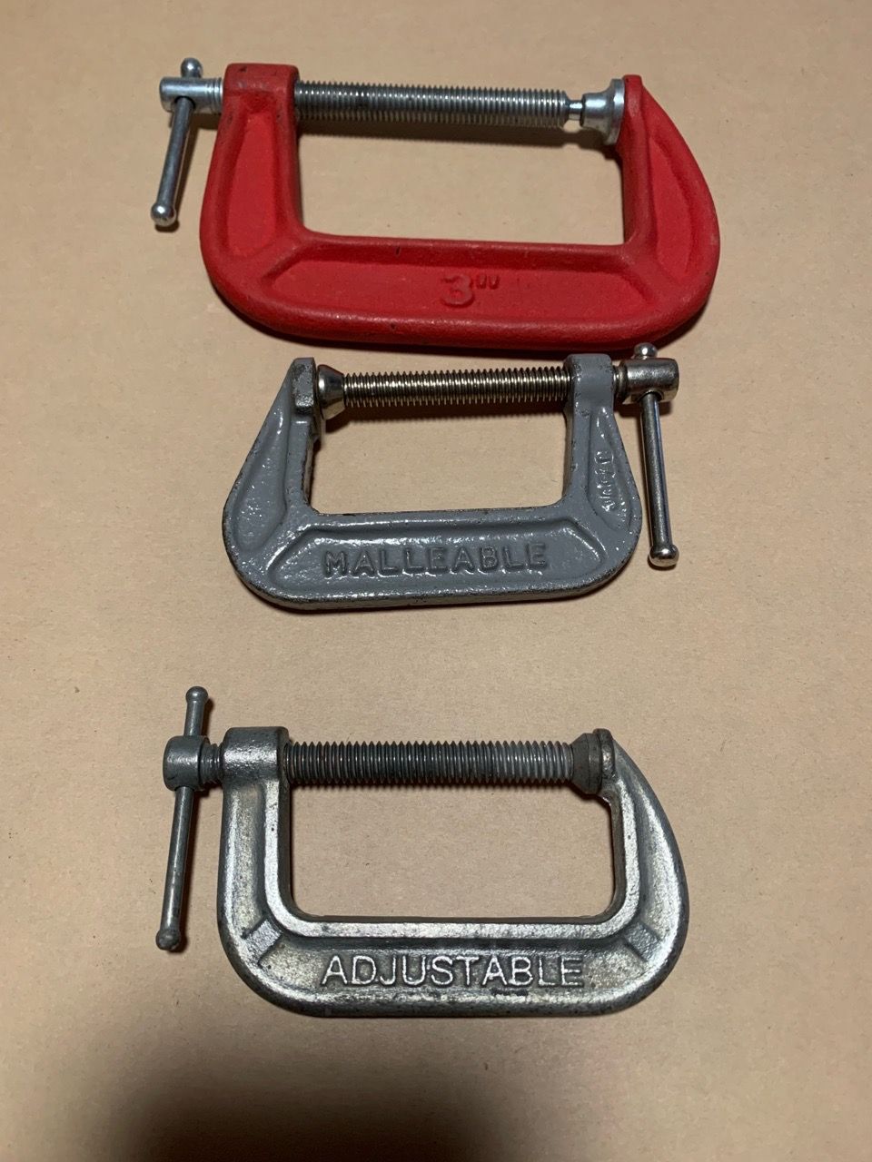 Set of 3 C-Clamps Mixed Sizes