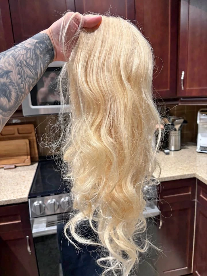 18” Blonde Human Hair Wig, Curly Brand New!