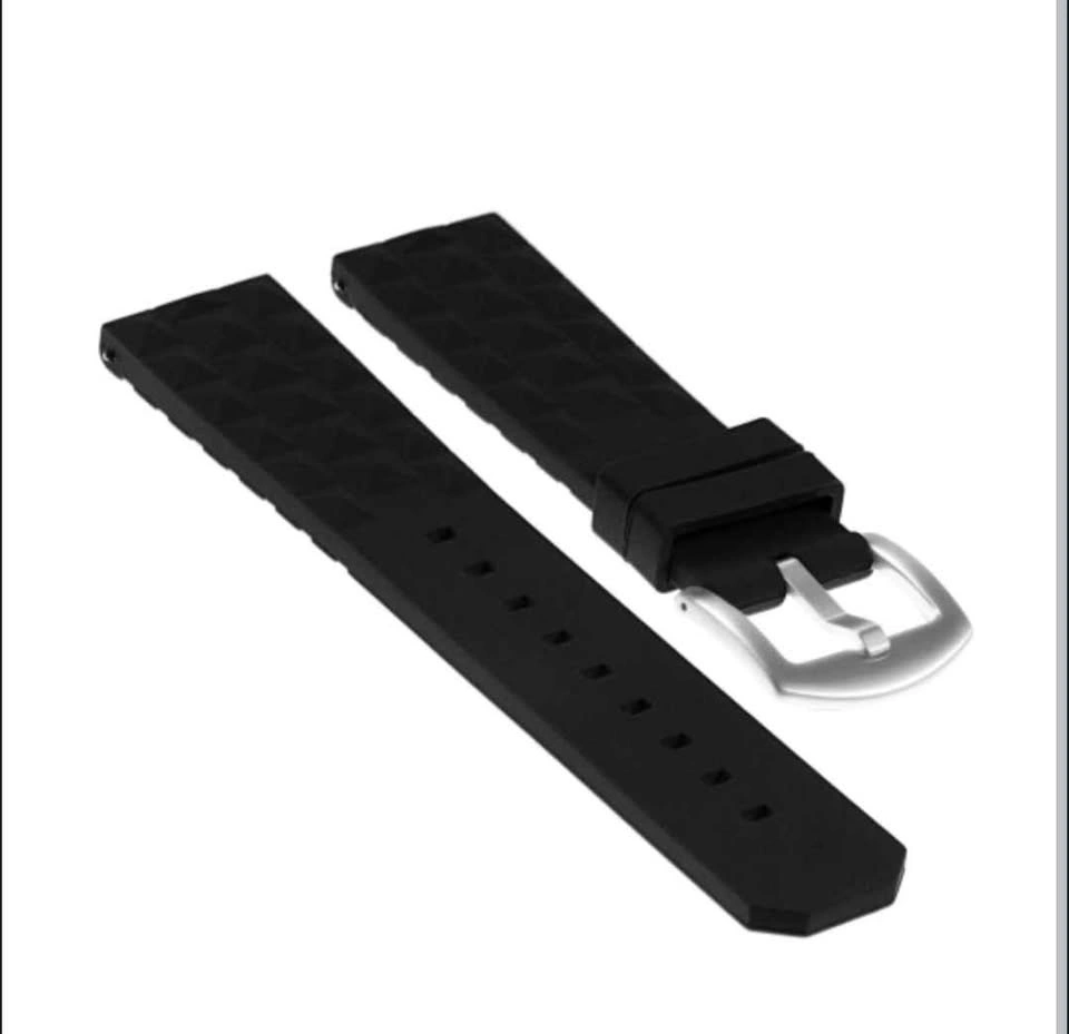 Brand New 22mm Black Silicone Rubber Watch Band - photo 4