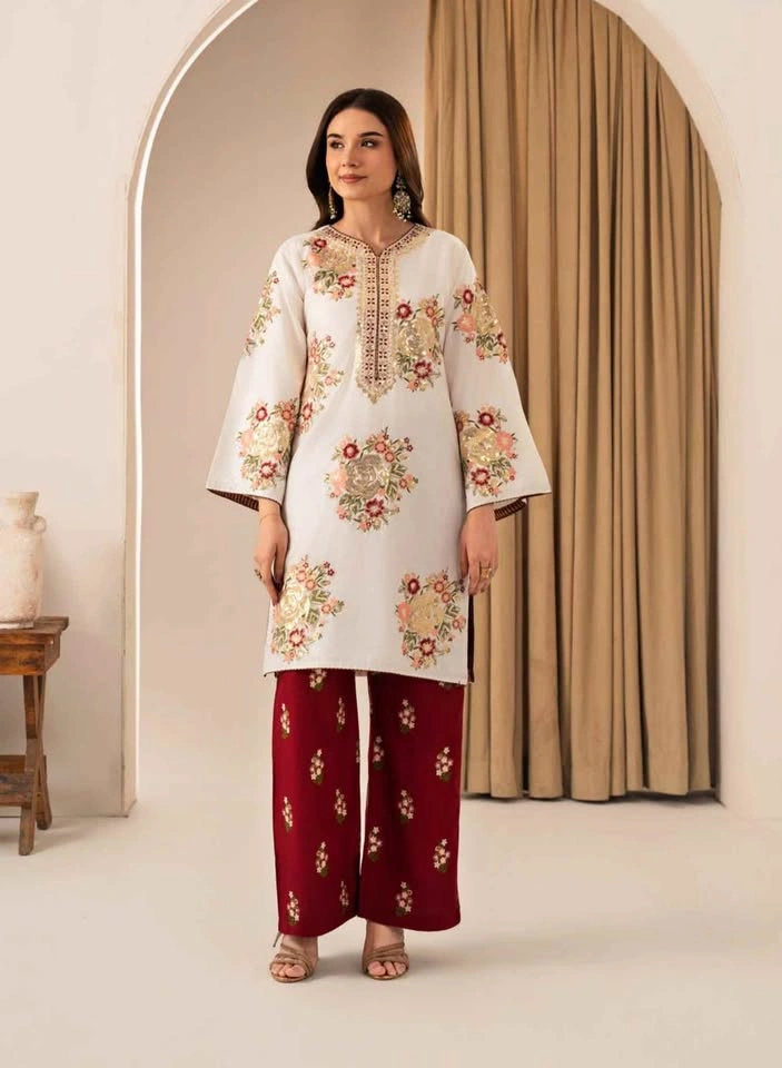 Indian-pakistani Suit Embroidered Kurta and Trouser Set