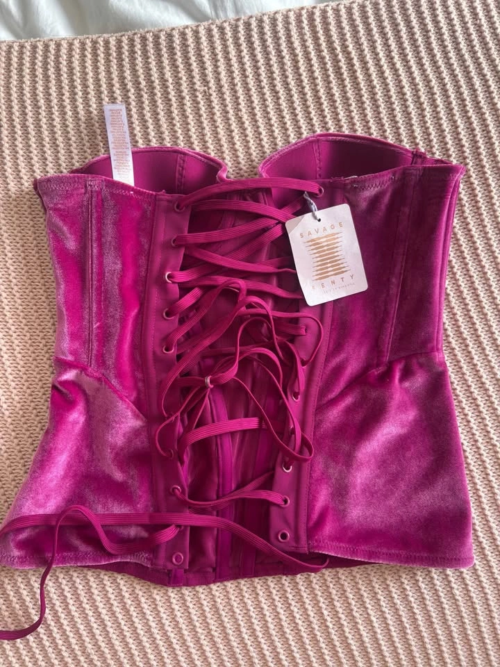 Savage X Fenty Fuchsia Velvet Corset Top - photo 2