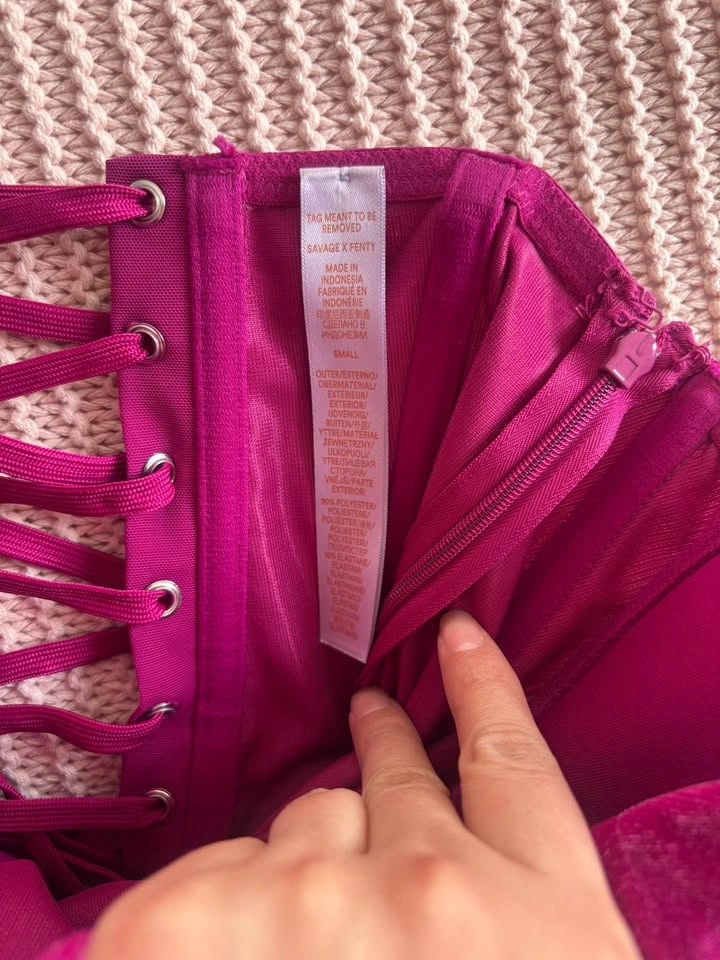 Savage X Fenty Fuchsia Velvet Corset Top - photo 3