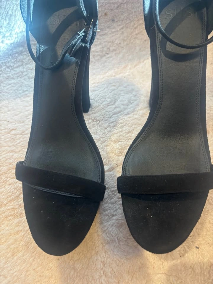 SUSI Black Suede Platform Ankle Strap Heels - photo 2