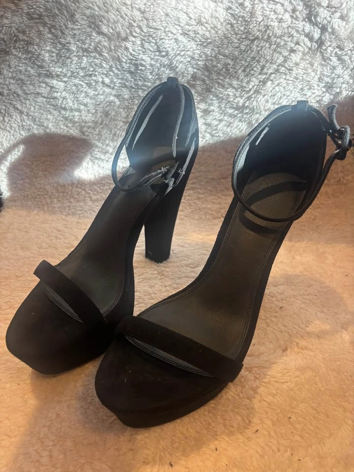 SUSI Black Suede Platform Ankle Strap Heels - photo 3