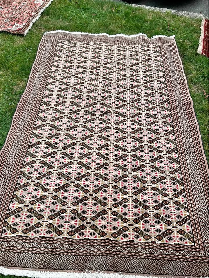 Super Fine Hand-Knotted Afghan Turkmen Wool Rug (6’4” x 4’)