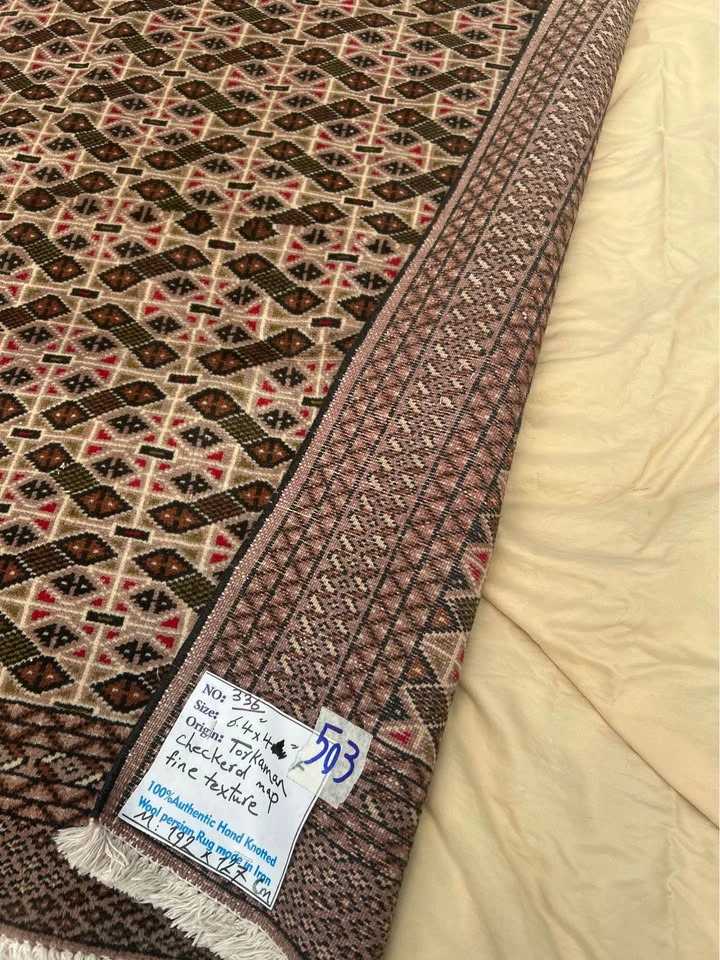Super Fine Hand-Knotted Afghan Turkmen Wool Rug (6’4” x 4’) - photo 4