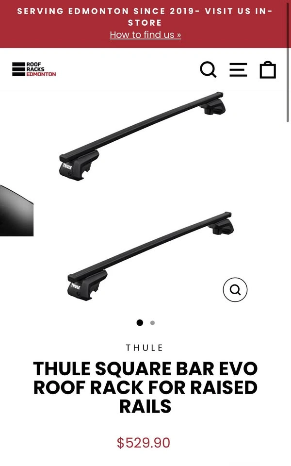 Thule SquareBar Evo Roof Rack for Raised Rails with Kayak Carrie - photo 3