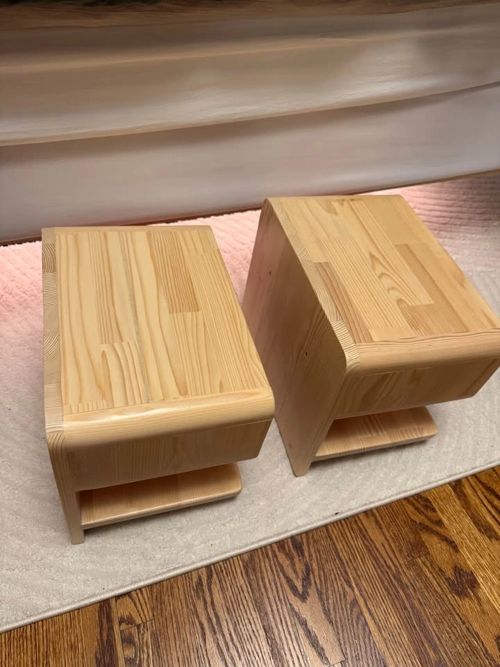 Floating handmade hardwood nightstands with drawers - photo 3