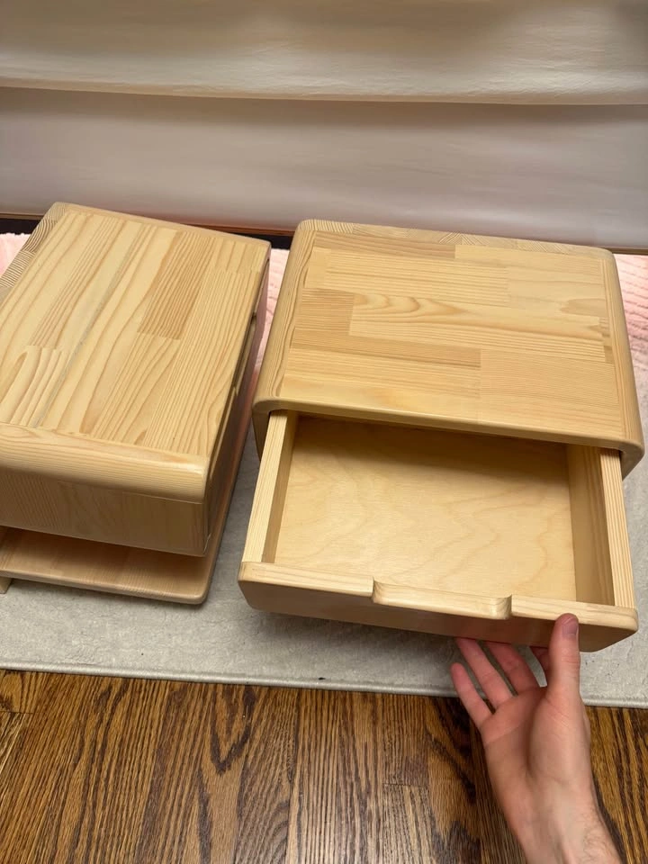 Floating handmade hardwood nightstands with drawers - photo 4