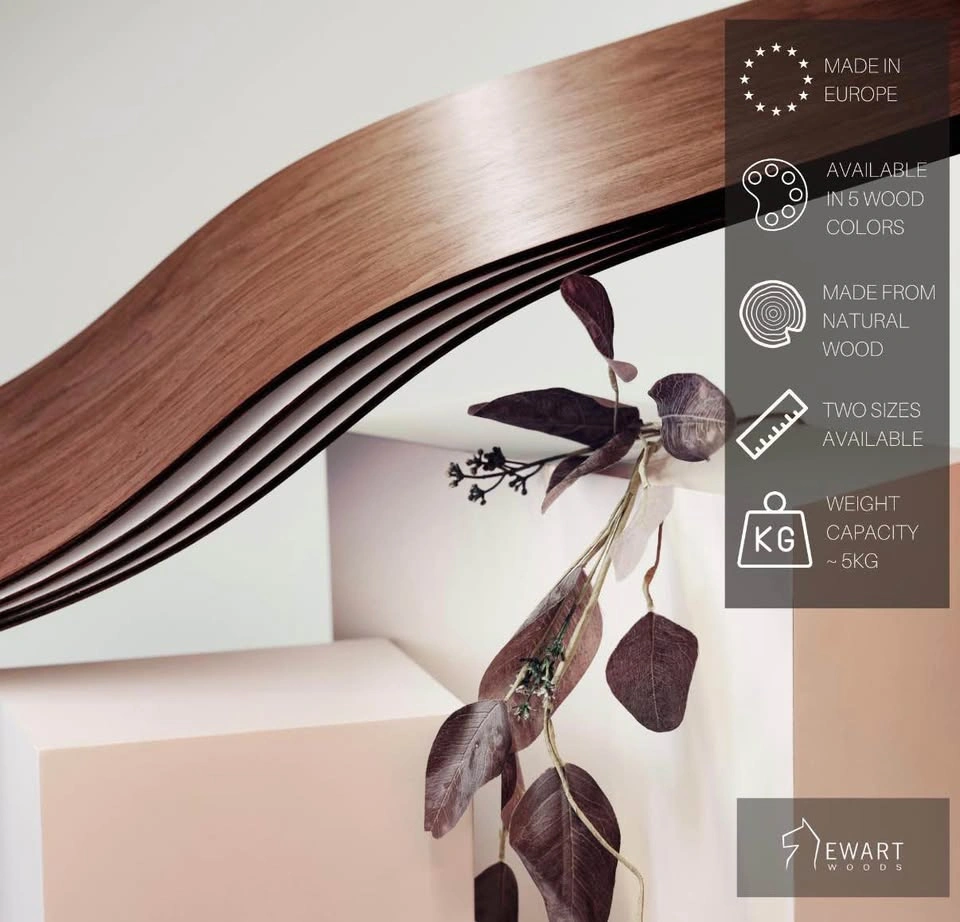 Floating Wave Shelf, Wood Wall Shelf Curved - photo 5