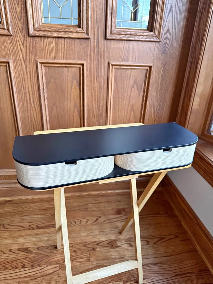 Entryway retro floating console, modern wooden bedside shelf