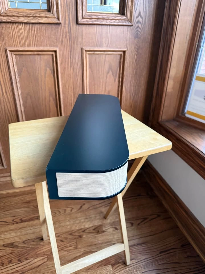 Entryway retro floating console, modern wooden bedside shelf - photo 2