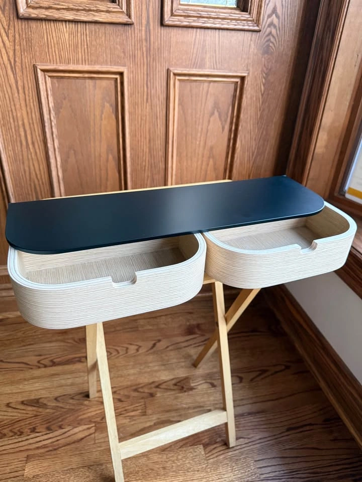 Entryway retro floating console, modern wooden bedside shelf - photo 4