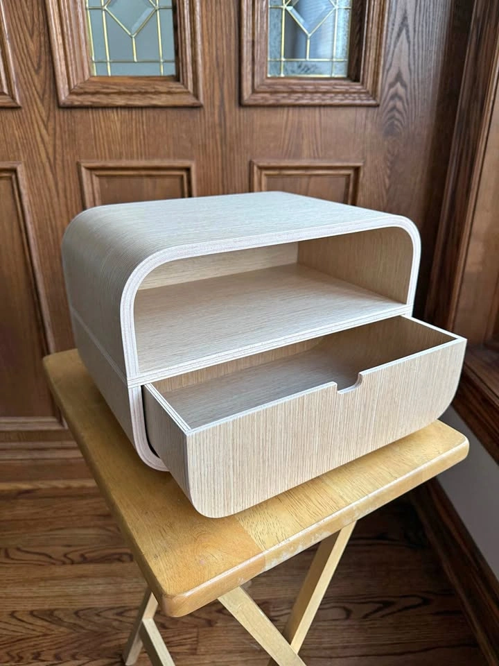 Floating Nightstand with Drawer, Minimalist Wall Mounted Oak