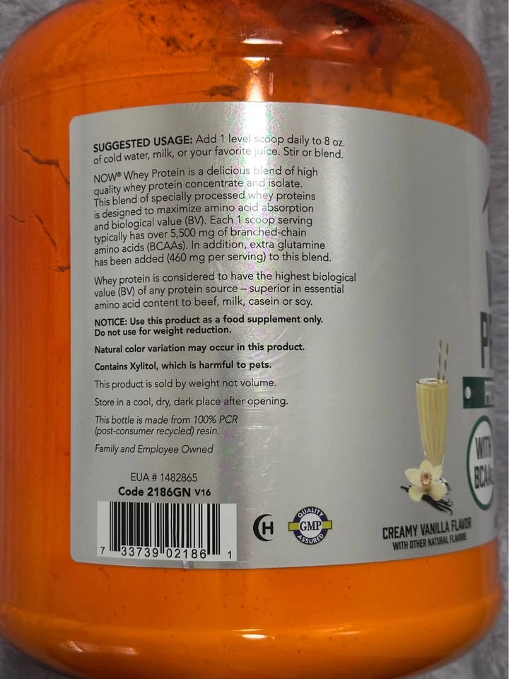 NOW Sports Whey Protein Powder — Creamy Vanilla — 6 lb — Sealed - photo 3