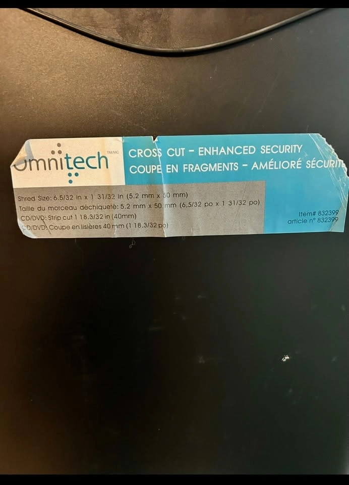 Omnitech Cross-Cut Paper Shredder – 10 Sheet + CD/DVD Shredder - photo 3