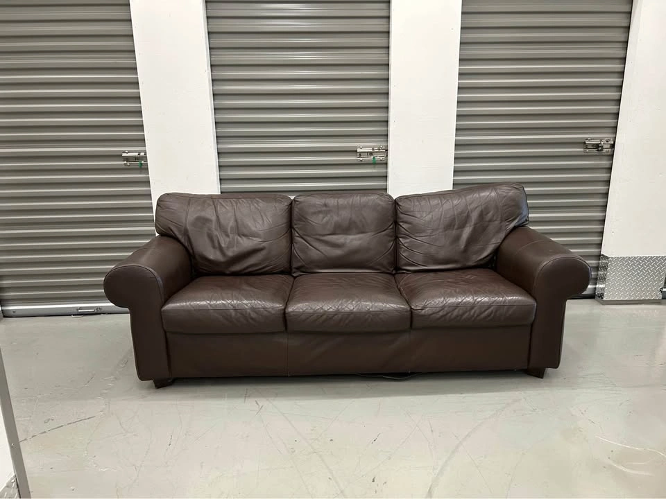 Comfortable Brown Leather 3-Seat Sofa - photo 2