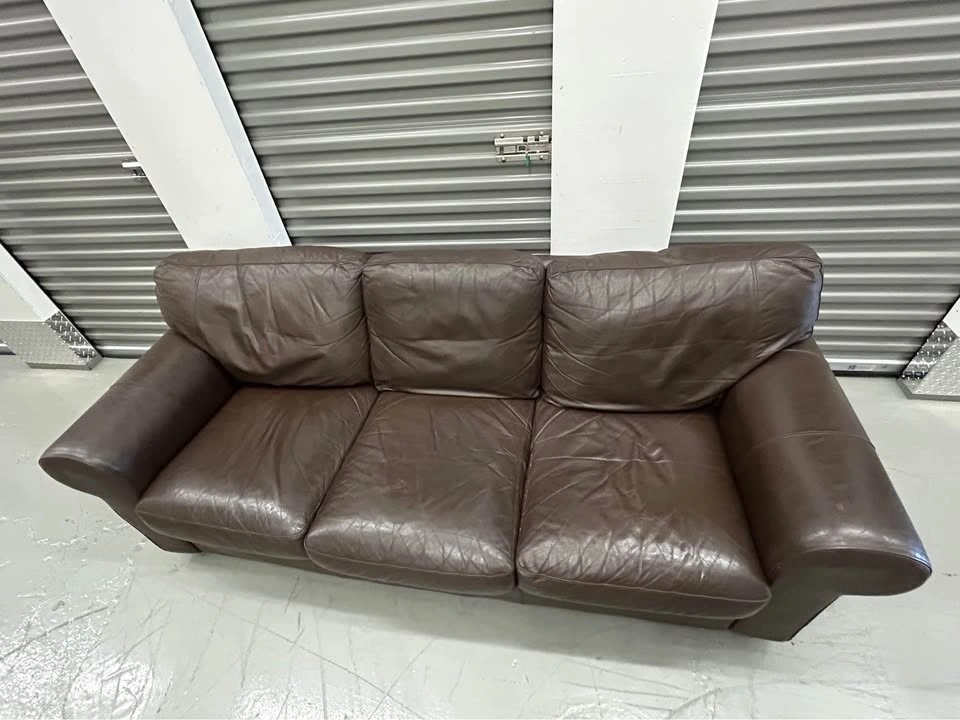 Comfortable Brown Leather 3-Seat Sofa - photo 3
