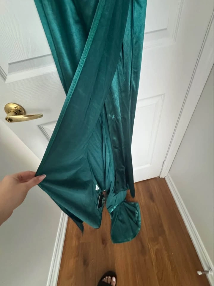 Mermaid Ruched Slit Thigh Satin Dress - photo 4