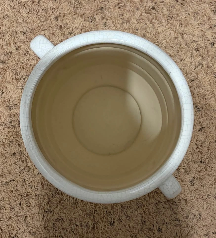 White Ceramic Plant Pot Planter with Side Loop Handles - photo 3
