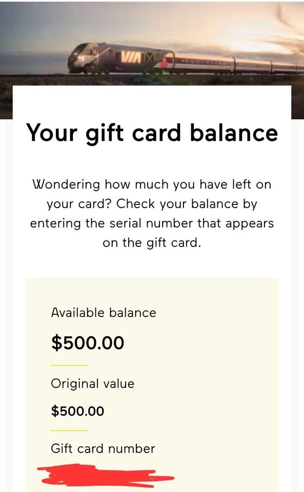 $500 VIA Rail Gift Card - photo 2
