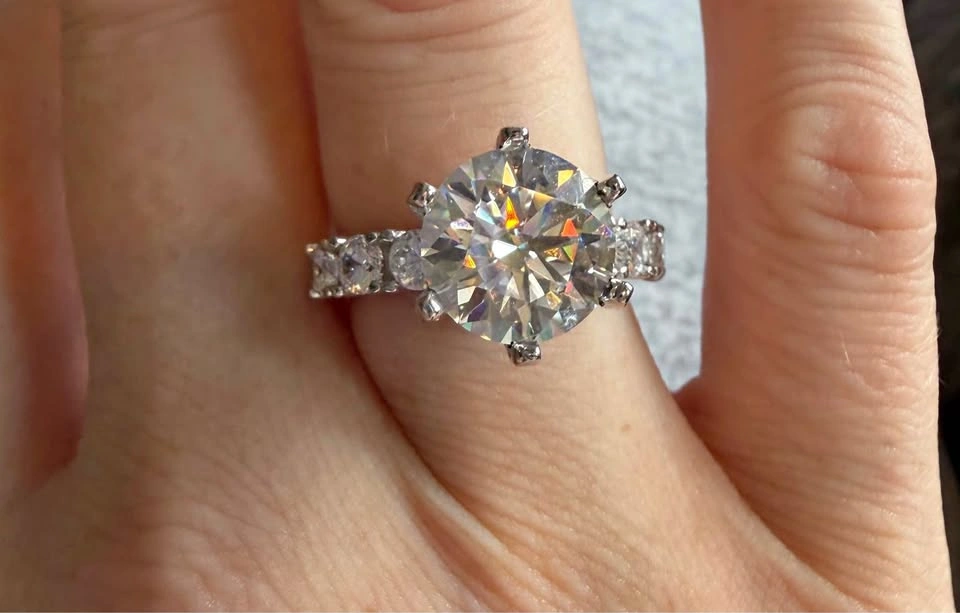 Gorgeous 4ct Sterling Silver Moissanite Engagement Ring
