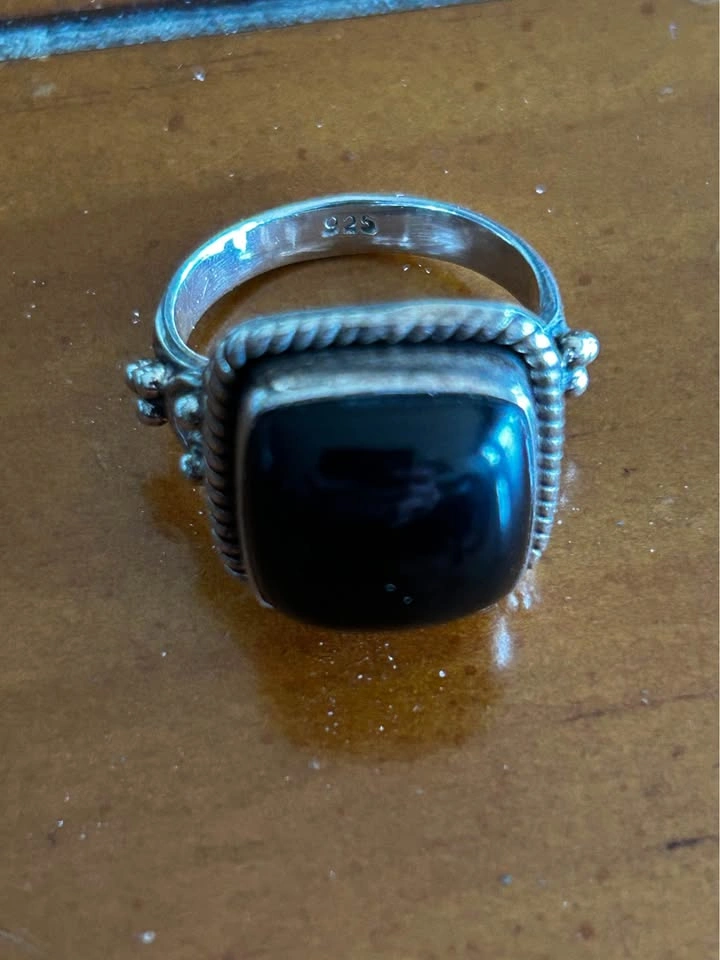925 Sterling Silver Black Onyx Women’s Ring, Size 9 1/4 - photo 4