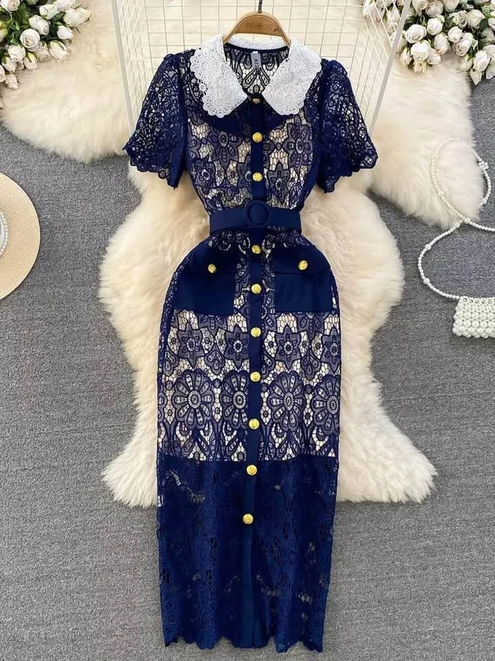 Blue lace dress gown - photo 2