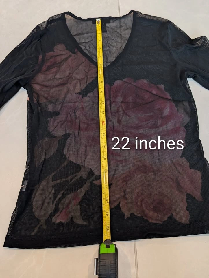 The Limited Vintage Y2K Black Sheer Mesh Rose Floral Top M - photo 4