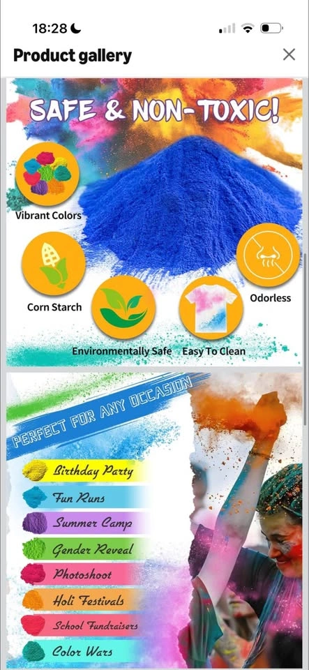 AWZNG Holi Colors Powder - 40 lbs Bulk Pack (8 Bags) - photo 2