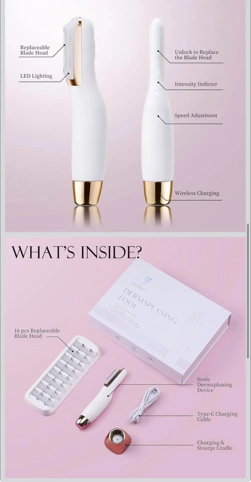 Rechargeable Dermaplaning Tool with 3 Speeds and LED Light - photo 2
