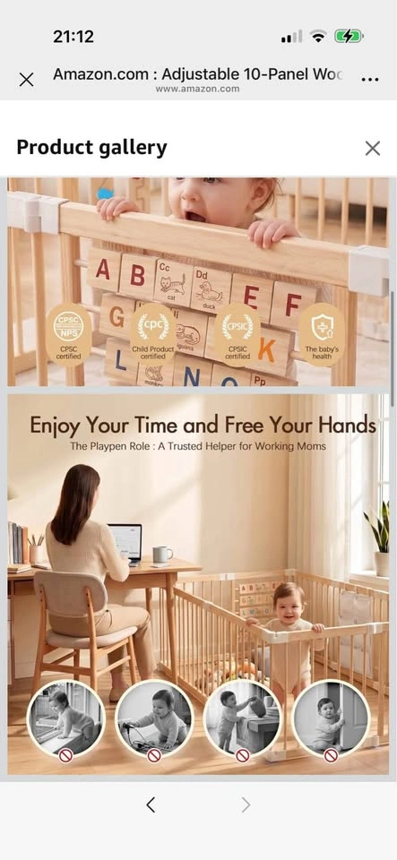 Adjustable 10-Panel Wooden Baby Playpen 82*55*24 - photo 2