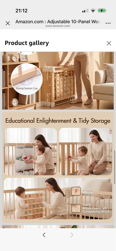 Adjustable 10-Panel Wooden Baby Playpen 82*55*24 - photo 3
