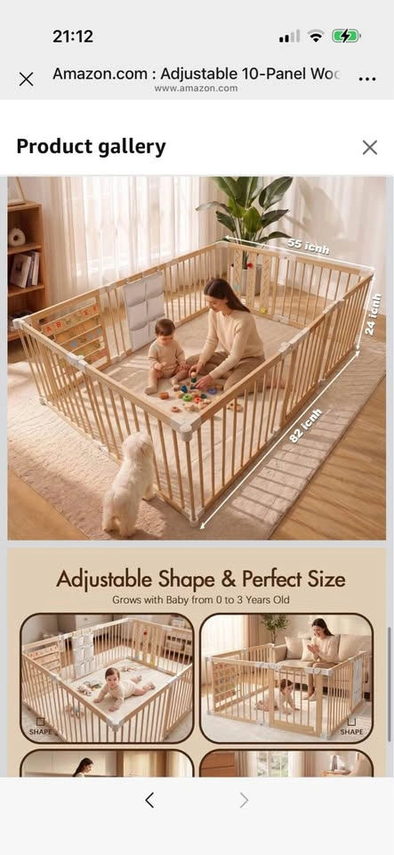 Adjustable 10-Panel Wooden Baby Playpen 82*55*24 - photo 4