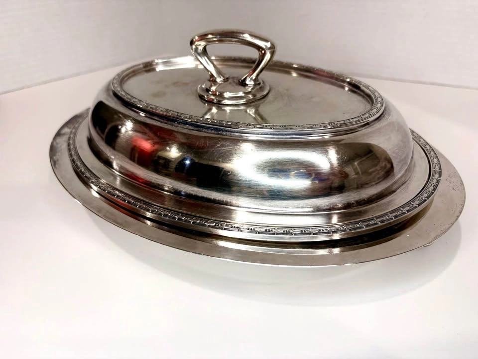 Vintage Silver Plated 3 piece Oval Covered Serving Dish - photo 2