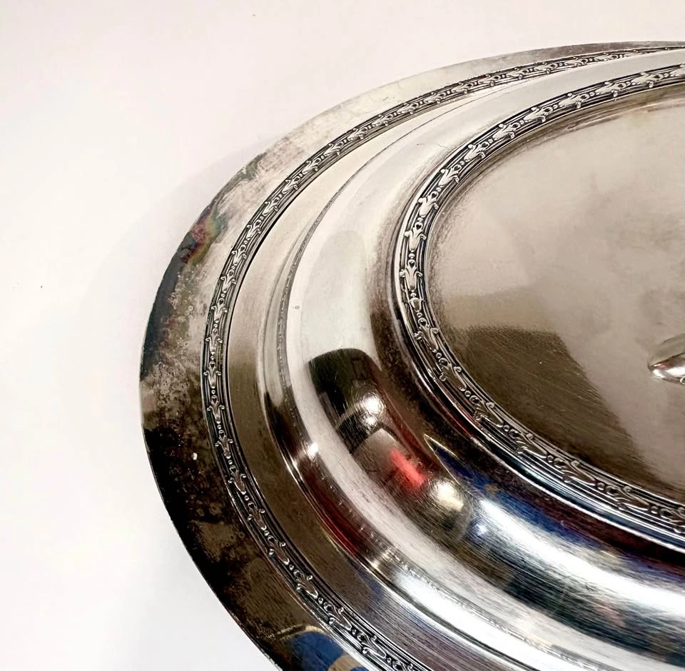 Vintage Silver Plated 3 piece Oval Covered Serving Dish - photo 3
