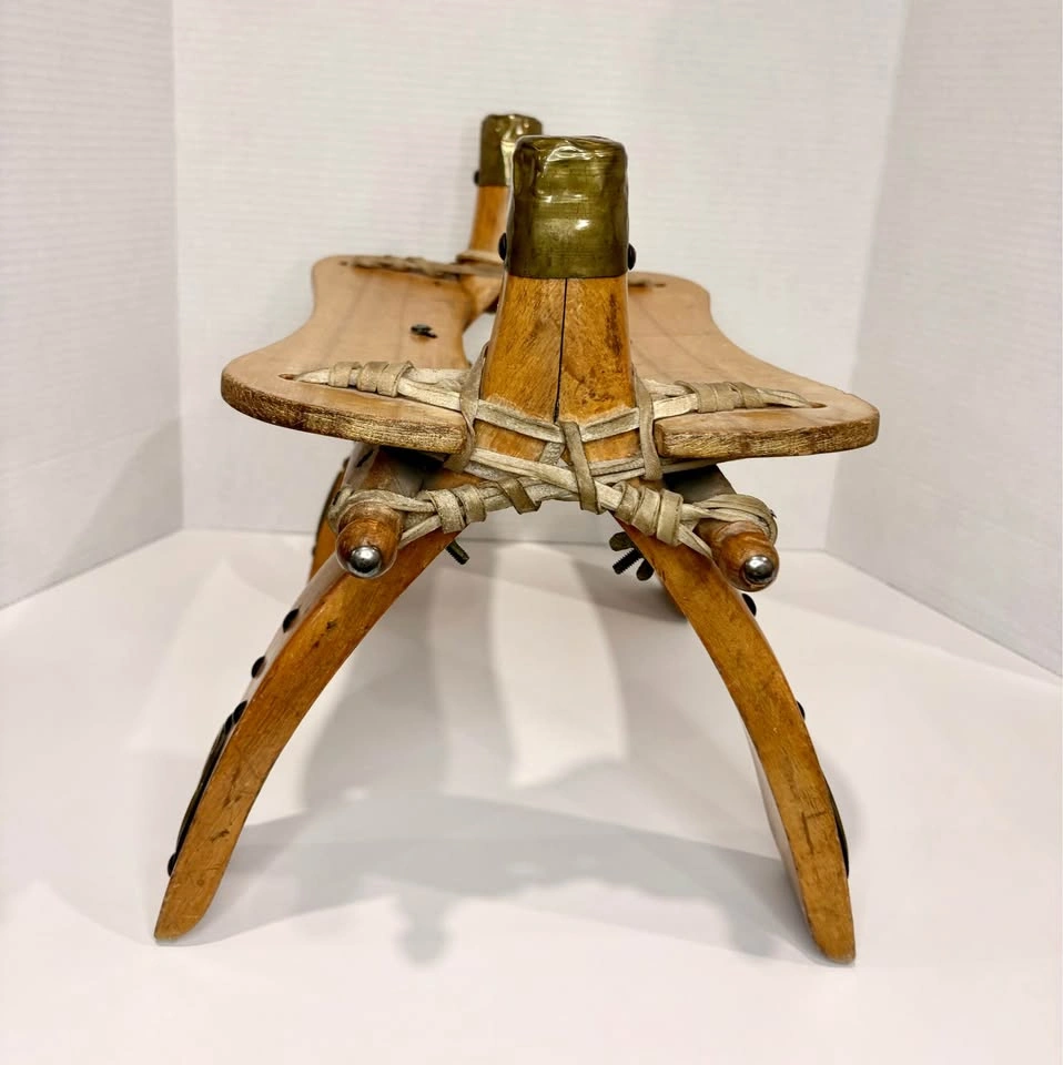 Vintage Wood and Brass Camel Saddle Stool - photo 2
