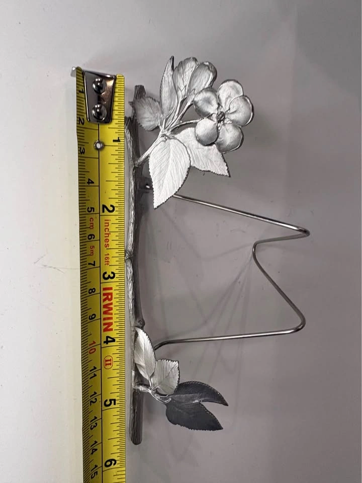 Vintage Pewter Floral Branch Plate Stand - photo 4